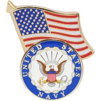 PIN-USN LOGO,W/USA FLAG