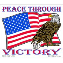 STICKER-PEACE THROUGH VICTORY